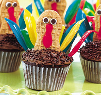 nutter butter turkey cupcakes