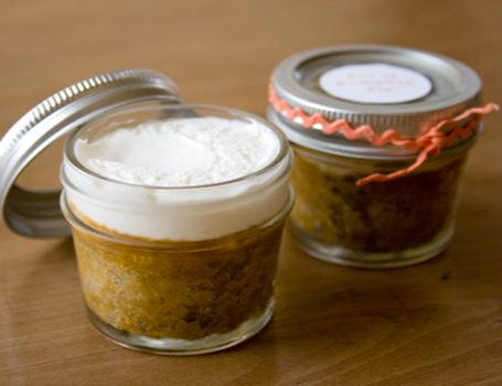 miniature pumpkin pie in a jar