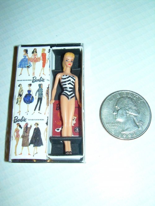 miniature boxed barbie doll for a doll house