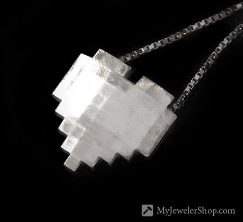 Pixel heart necklace silver